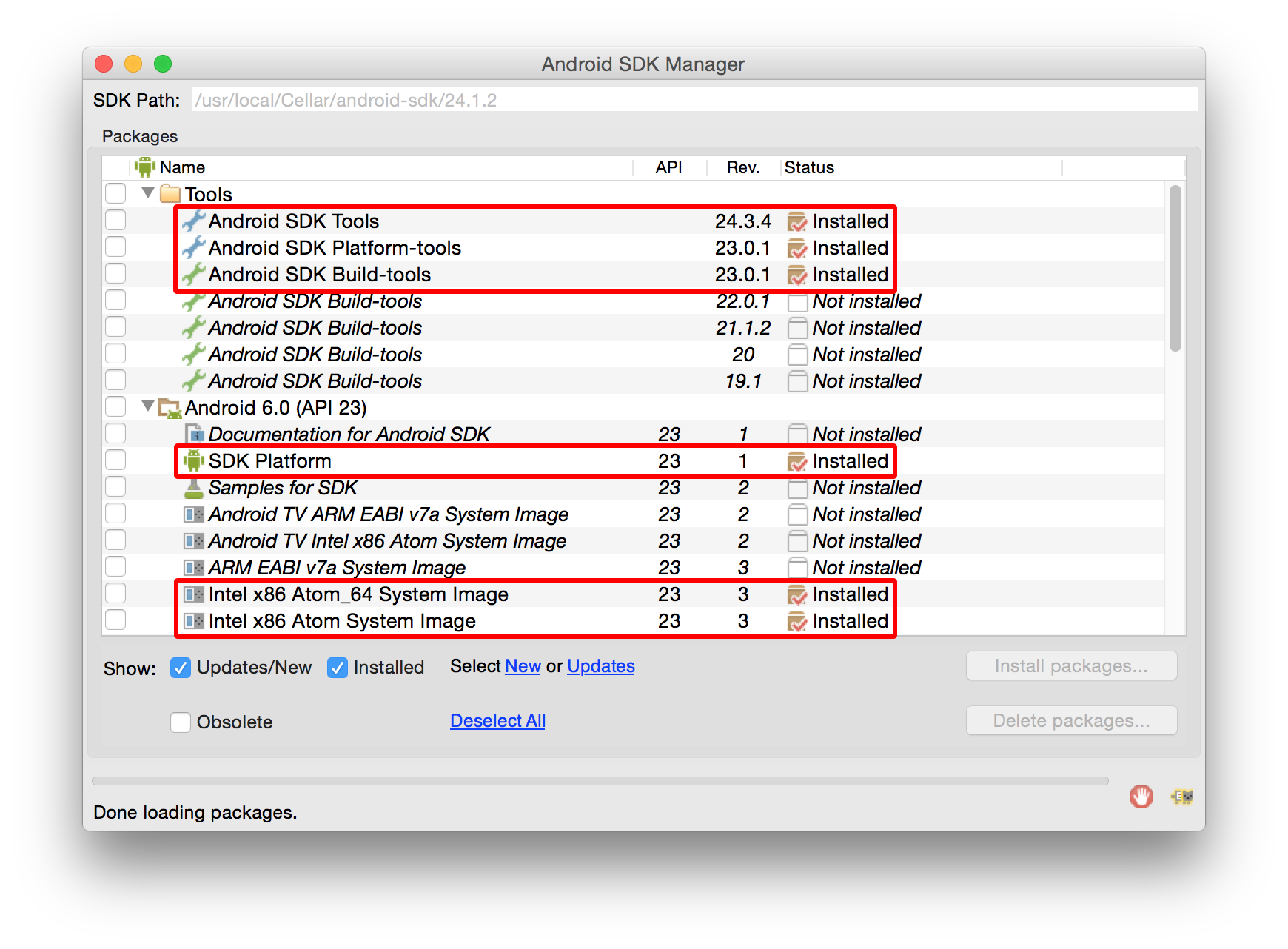 SDK Manager window